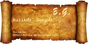 Balikó Gergő névjegykártya